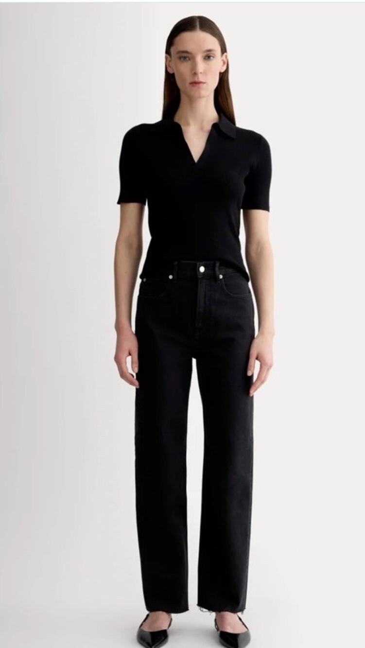 Everlane NWT Women’s The Way High Jeans Straight Size 25 Black SFD